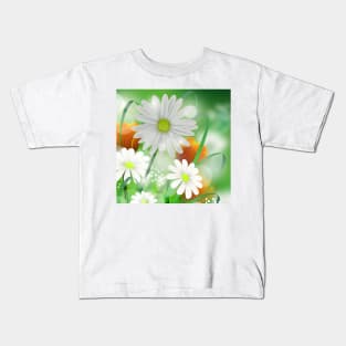 Wedding Flowers Art White & Golden Kids T-Shirt